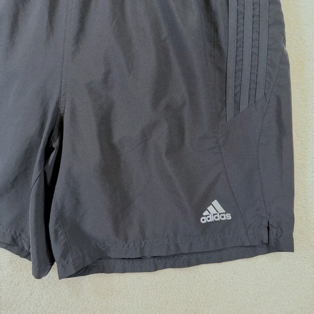 Adidas Mens Running Shorts Black on Black 3-Stripe Mesh Liner XL V11605